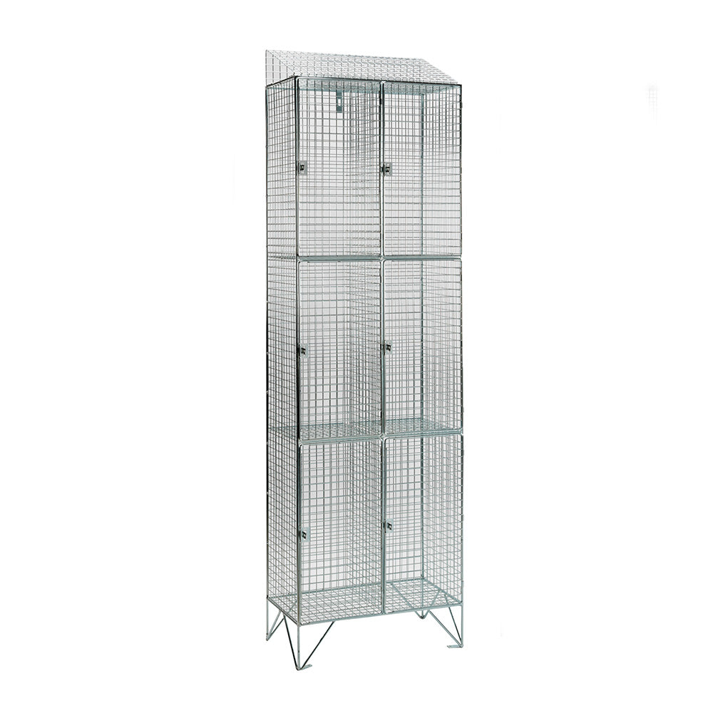 Stainless steel wire mesh lockers with sloping top