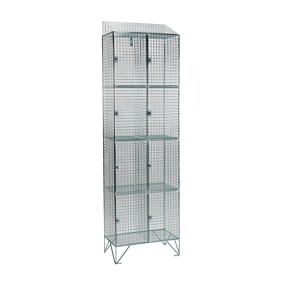 Stainless steel wire mesh lockers with sloping top