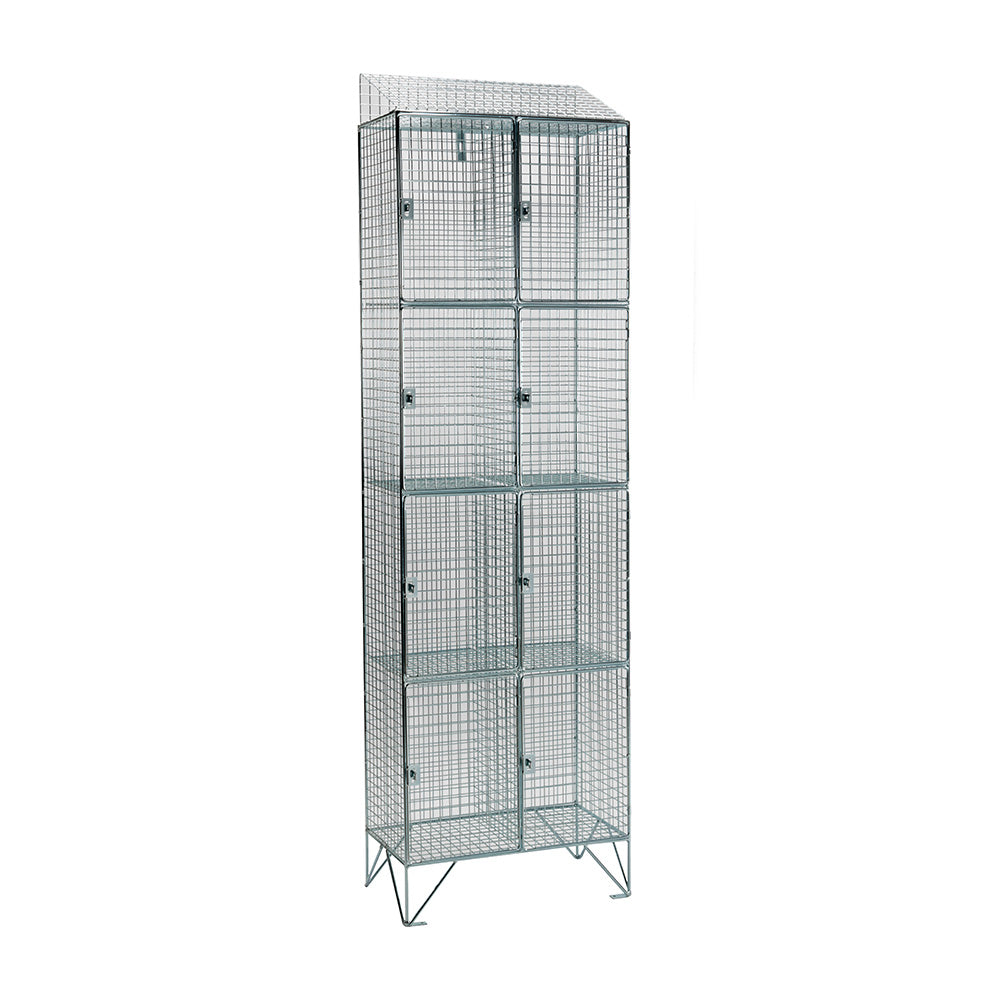 Stainless steel wire mesh lockers with sloping top