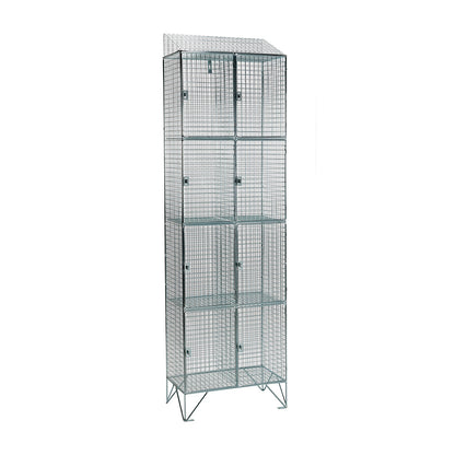 Stainless steel wire mesh lockers with sloping top