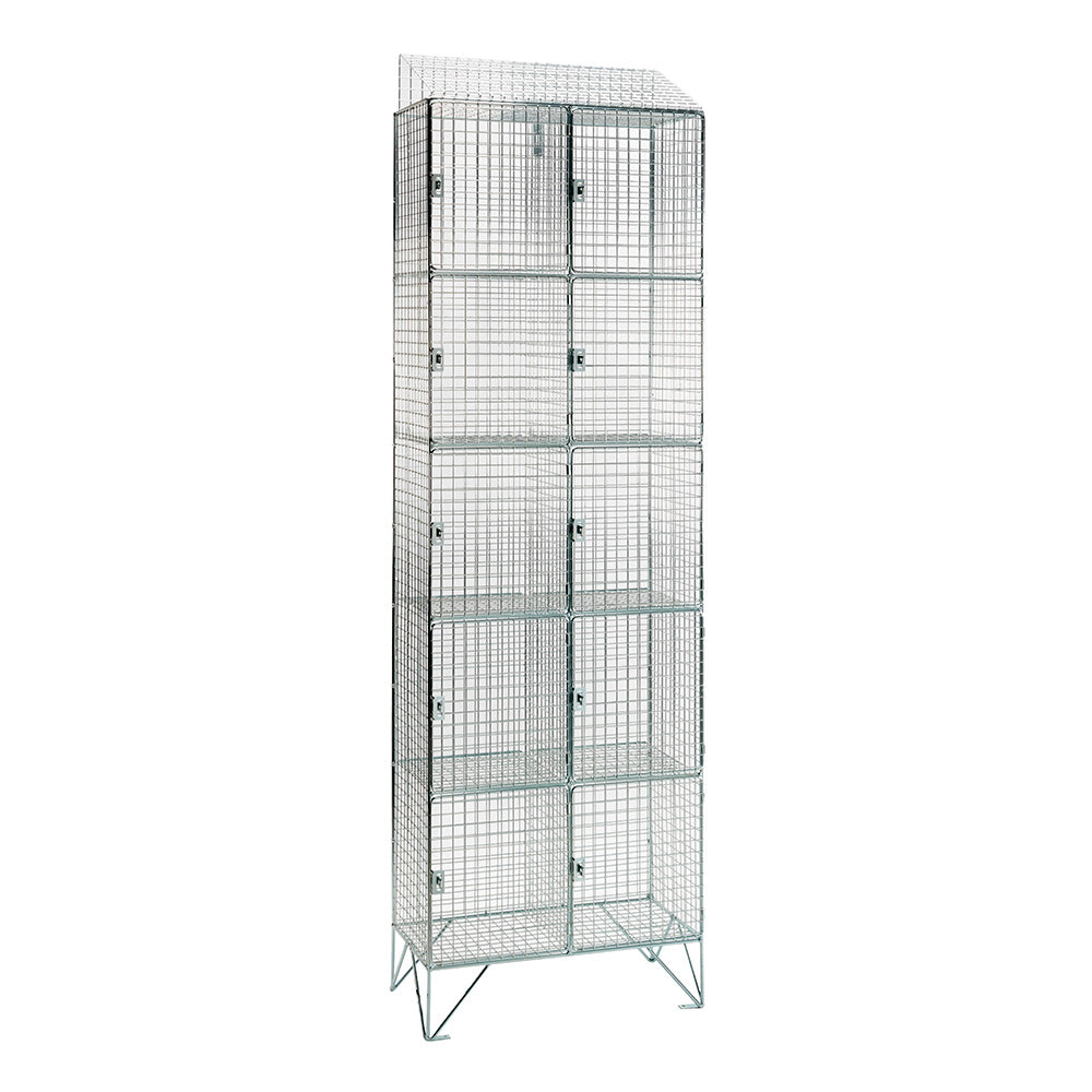 Stainless steel wire mesh lockers with sloping top