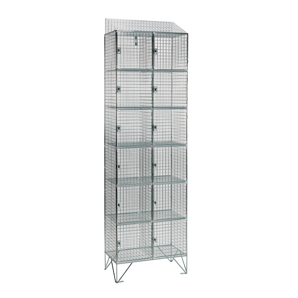 Stainless steel wire mesh lockers with sloping top