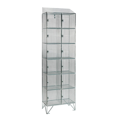 Stainless steel wire mesh lockers with sloping top