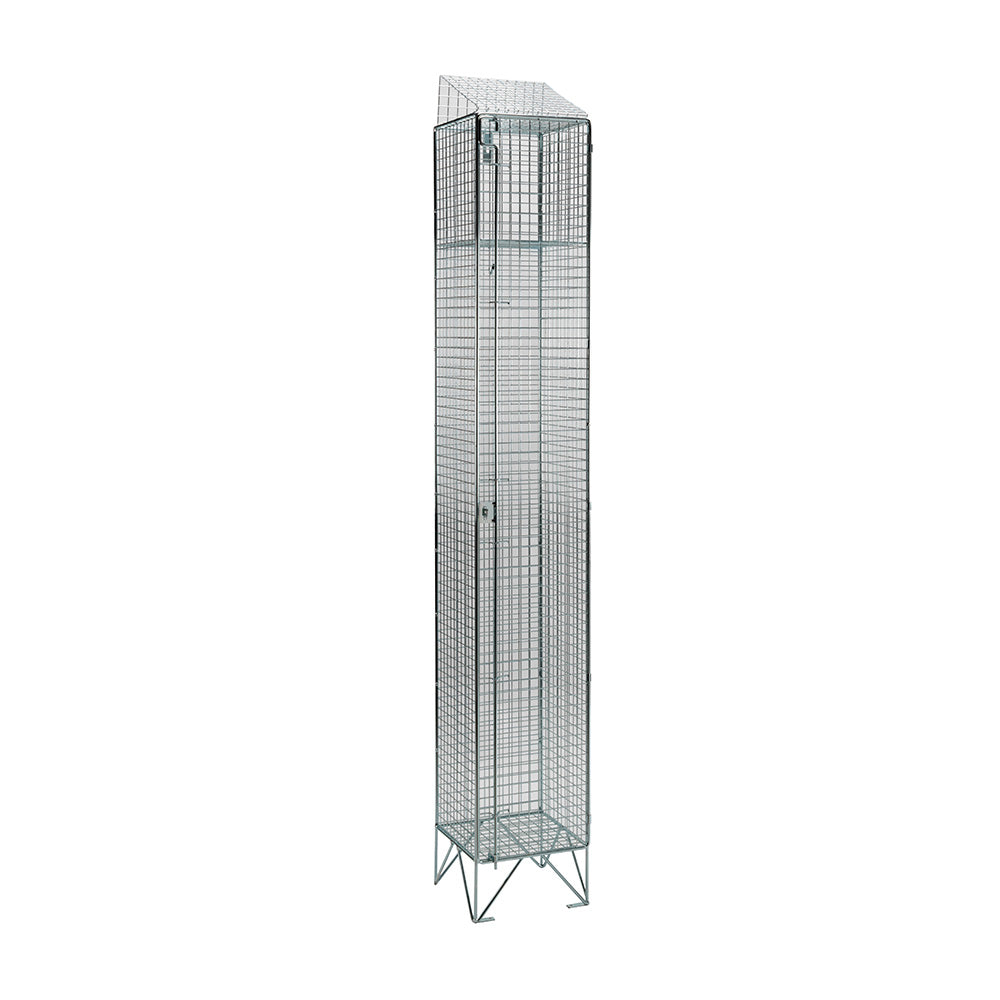 Stainless steel wire mesh lockers with sloping top