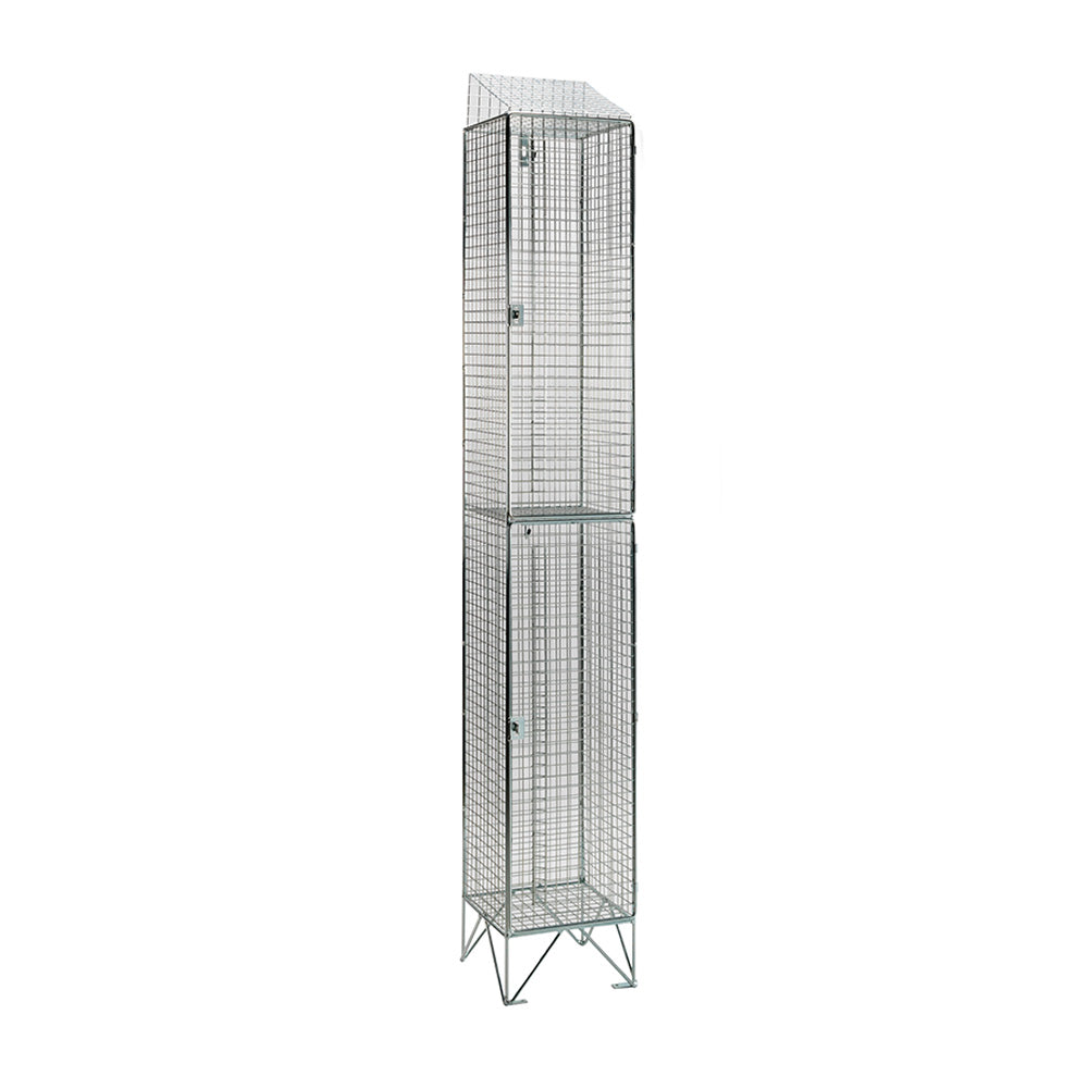 Stainless steel wire mesh lockers with sloping top