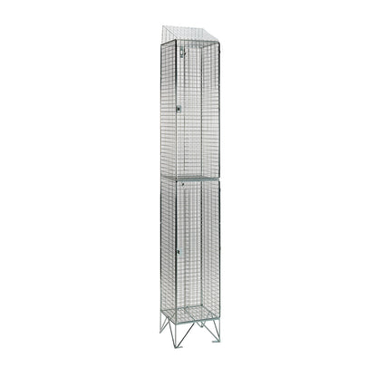 Stainless steel wire mesh lockers with sloping top