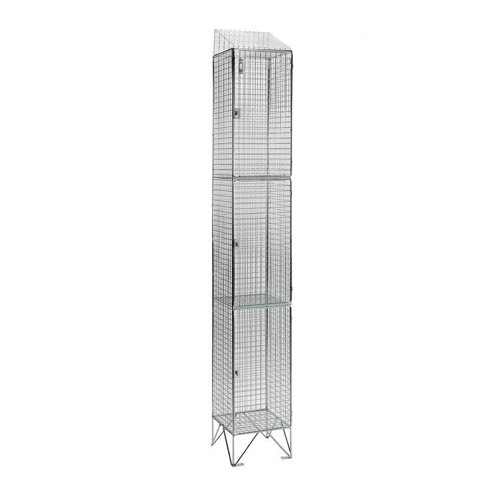 Stainless steel wire mesh lockers with sloping top