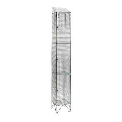 Stainless steel wire mesh lockers with sloping top