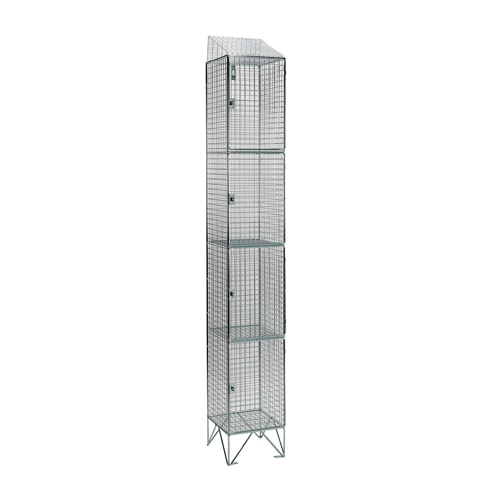 Stainless steel wire mesh lockers with sloping top