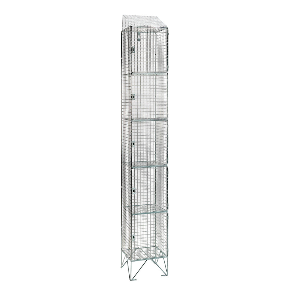 Stainless steel wire mesh lockers with sloping top