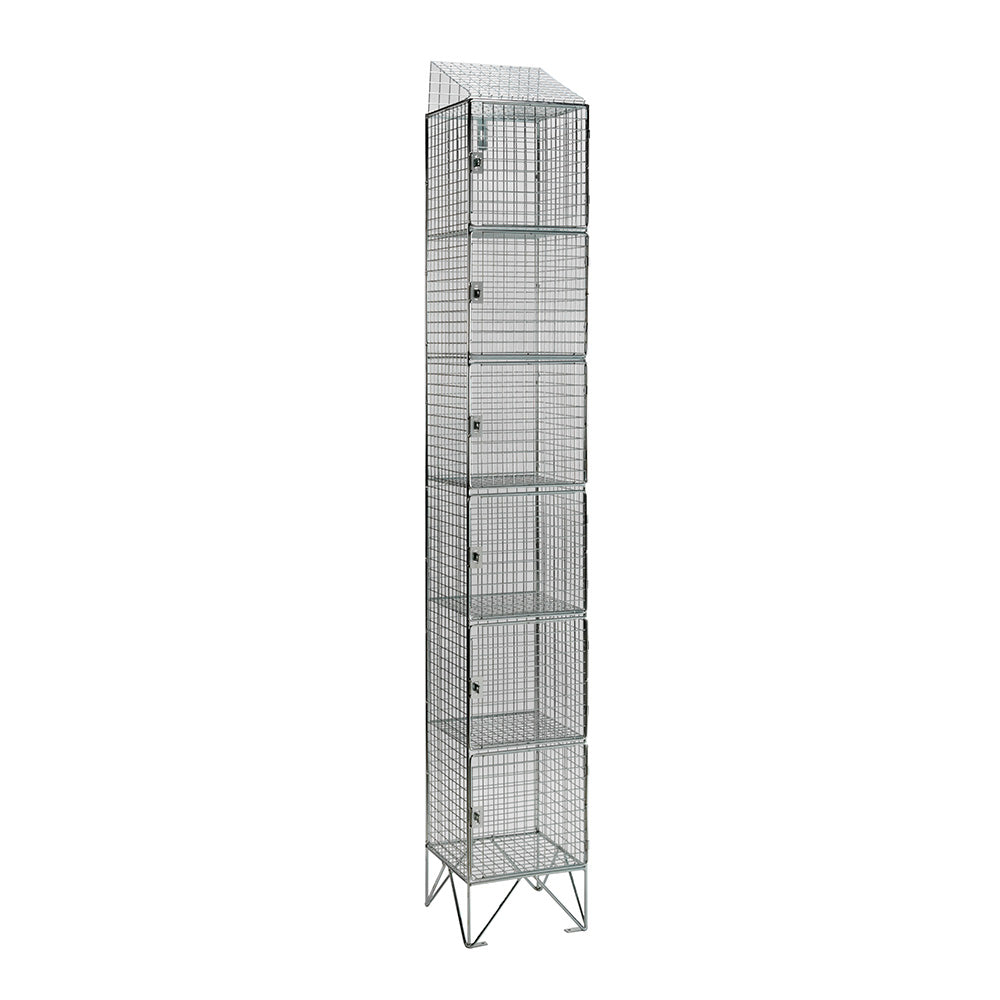 Stainless steel wire mesh lockers with sloping top