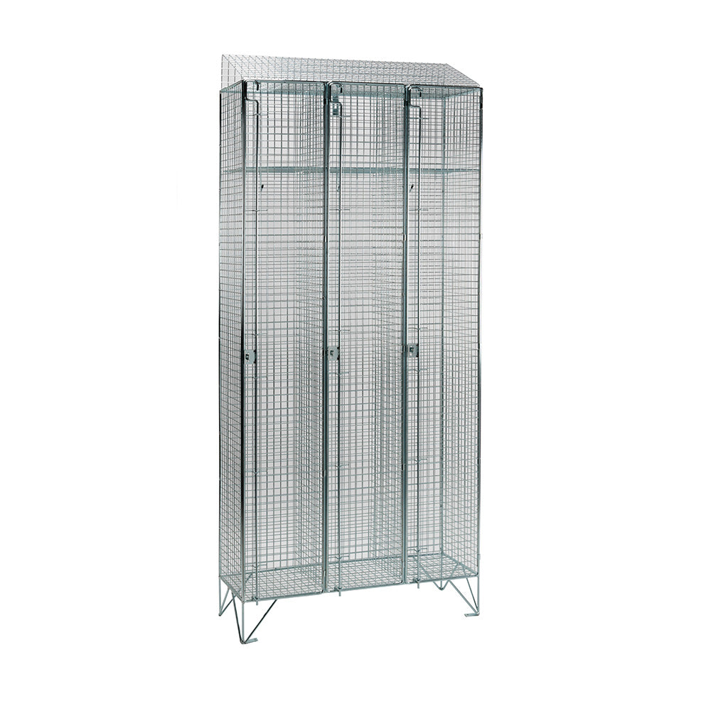 Stainless steel wire mesh lockers with sloping top