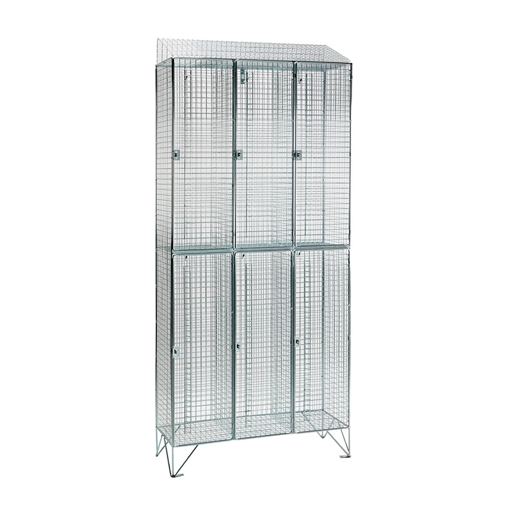 Stainless steel wire mesh lockers with sloping top