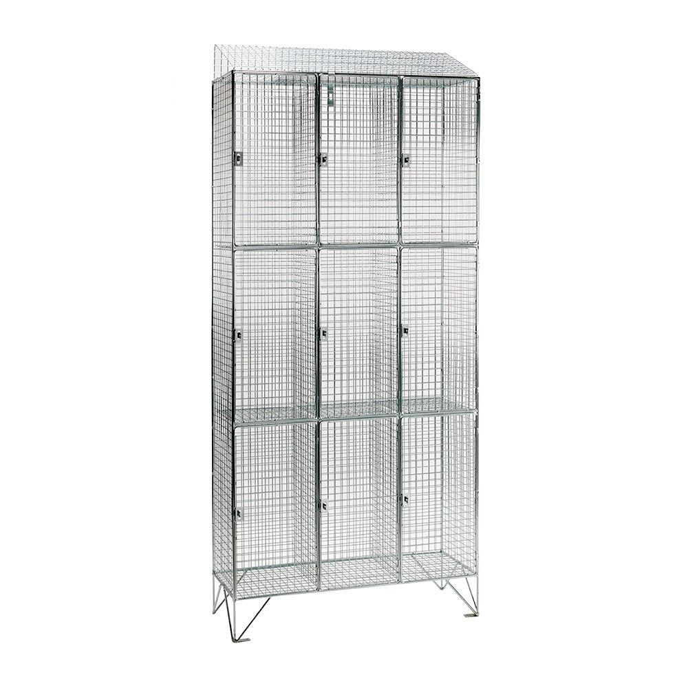 Stainless steel wire mesh lockers with sloping top