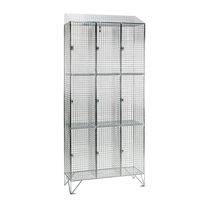 Stainless steel wire mesh lockers with sloping top