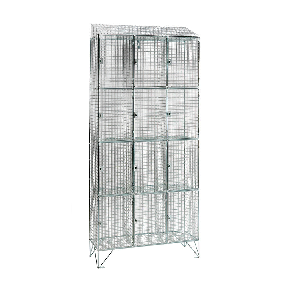 Stainless steel wire mesh lockers with sloping top