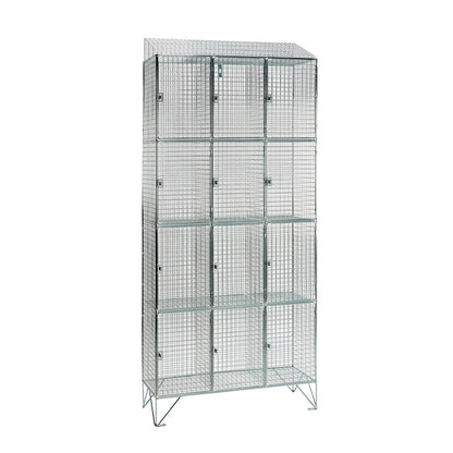 Stainless steel wire mesh lockers with sloping top