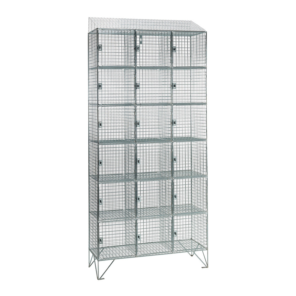 Stainless steel wire mesh lockers with sloping top