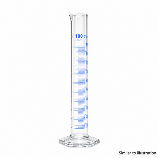 Class A Borosilicate Glass Measuring Cylinders with Blue Graduations, Pack of Ten