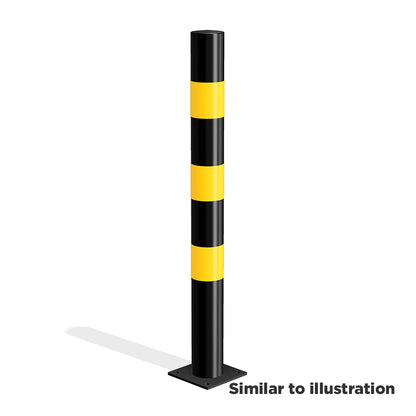 Mild steel black and yellow bollard (bolt down)