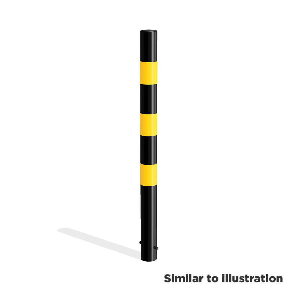 Mild steel black and yellow bollard (concrete in)