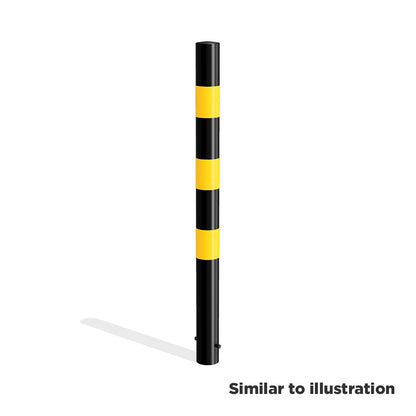 Mild steel black and yellow bollard (concrete in)