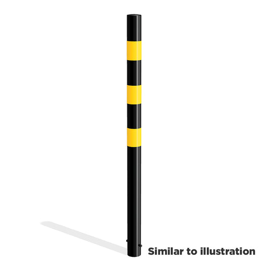 Mild steel black and yellow bollard (concrete in)