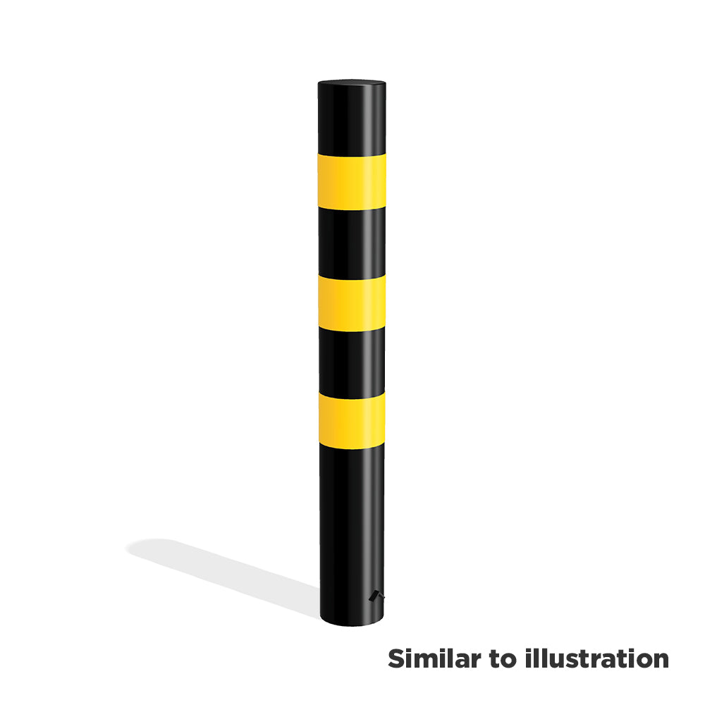 Mild steel black and yellow bollard (concrete in)