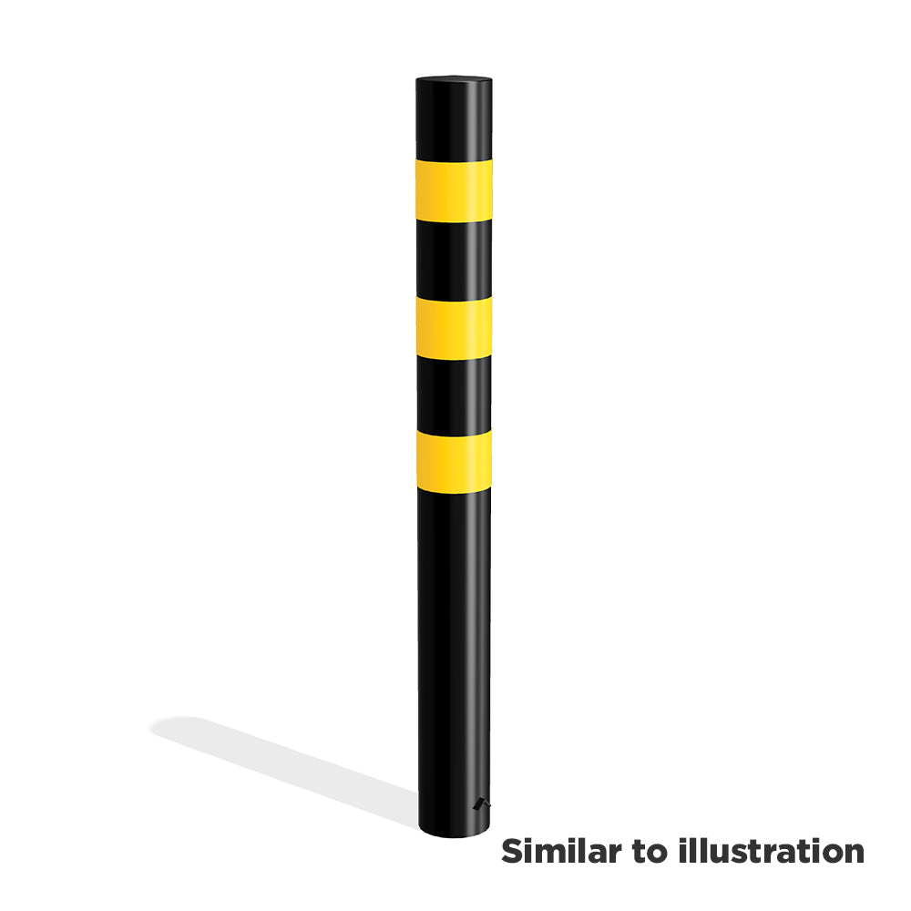 Mild steel black and yellow bollard (concrete in)