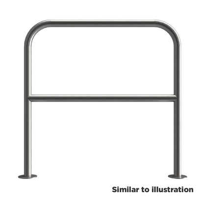 Stainless steel protection barrier, bolt down with horizontal rail