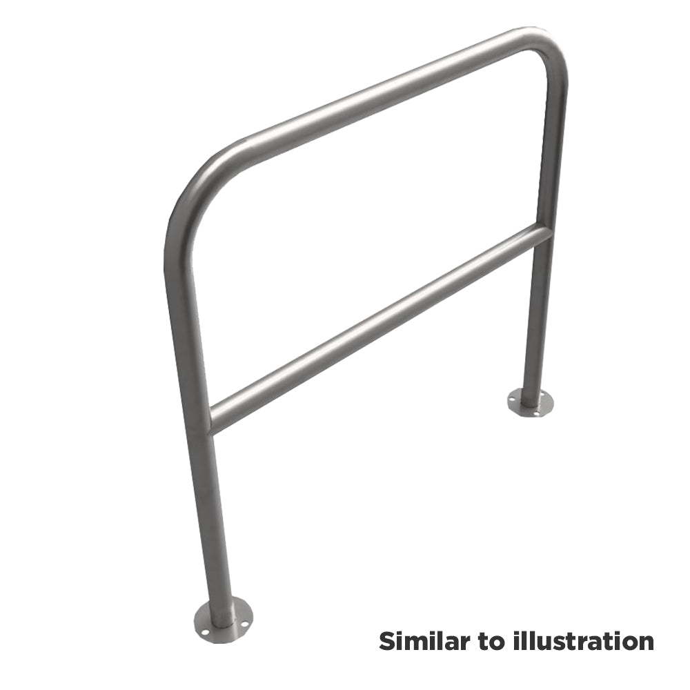 Stainless steel protection barrier, bolt down with horizontal rail