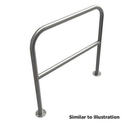 Stainless steel protection barrier, bolt down with horizontal rail