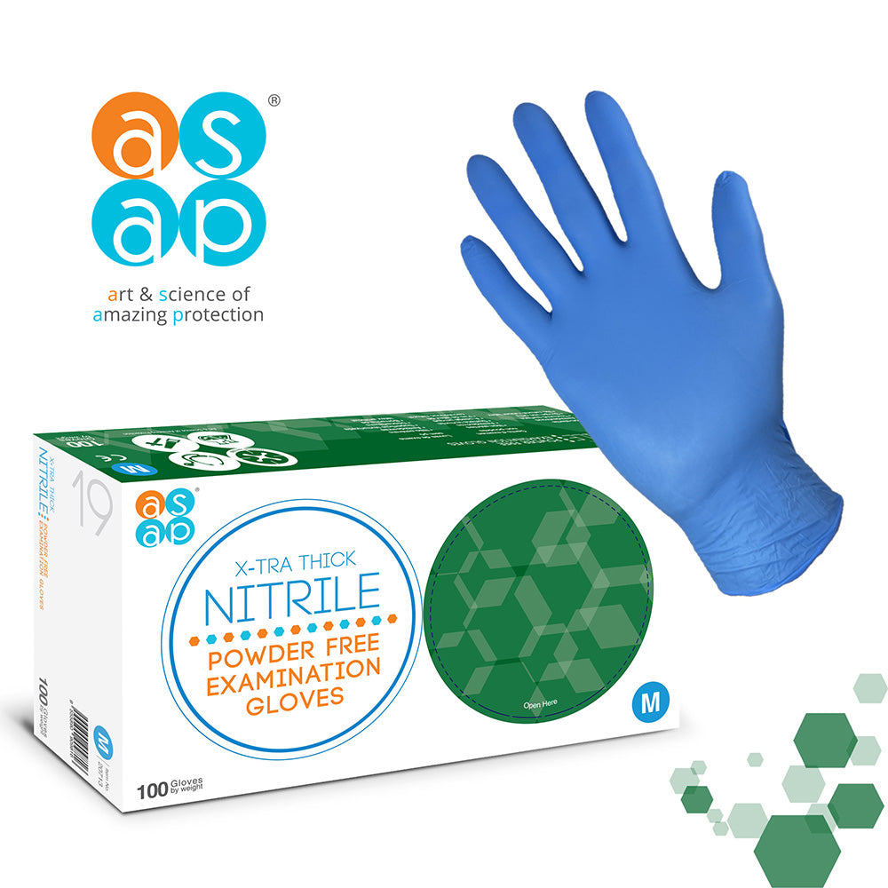 ASAP nitrile x-tra thick gloves (powder free) (1000)