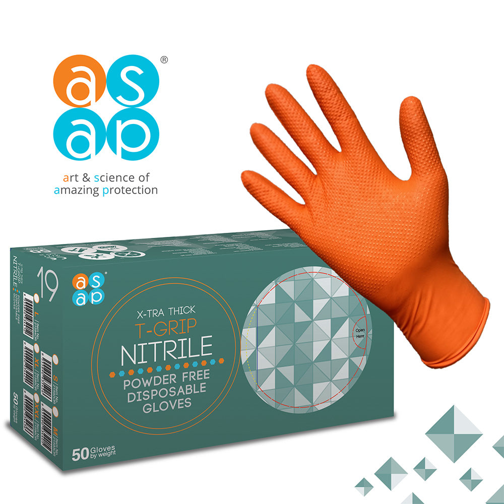 ASAP nitrile x-tra thick t-grip gloves (powder free) (500)