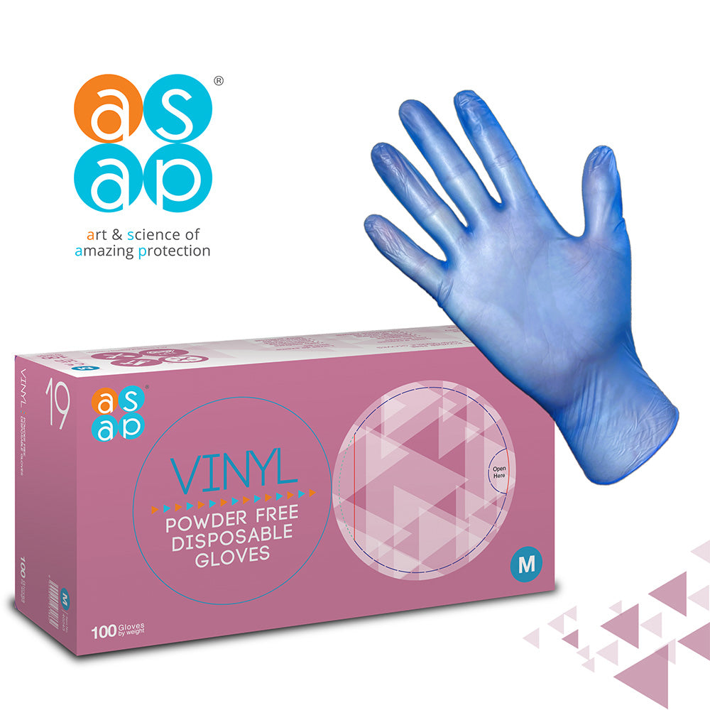 ASAP vinyl disposable gloves in blue (powder free) (1000)