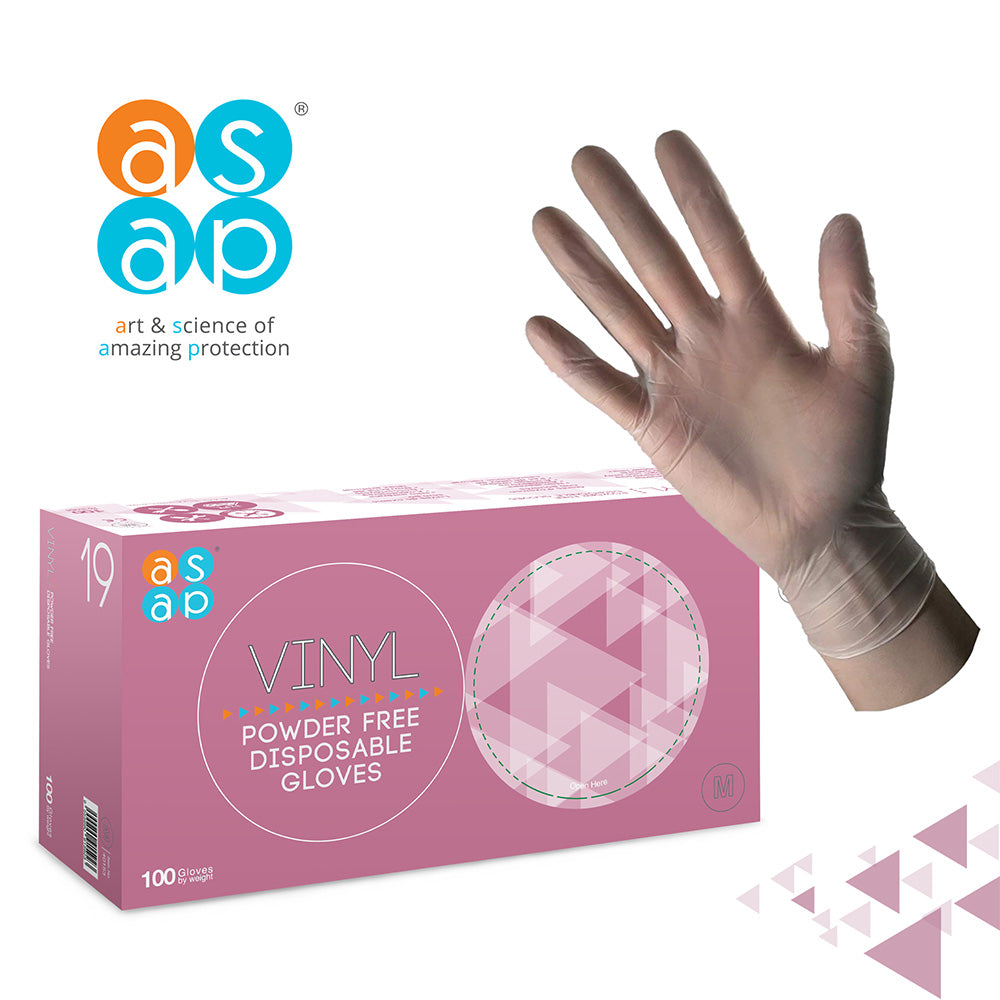 ASAP vinyl disposable gloves in clear (powder free) (1000)