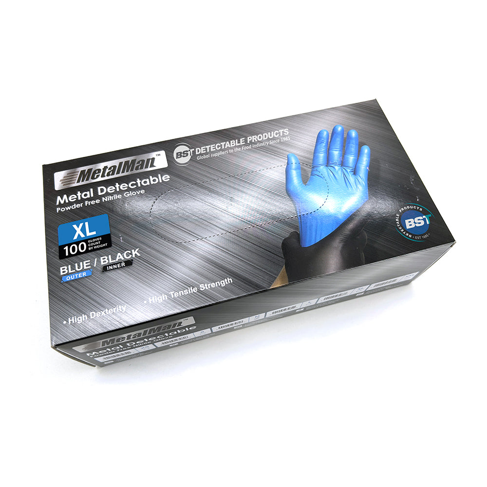 BST metal detectable (powder free) nitrile gloves (pk of 100)