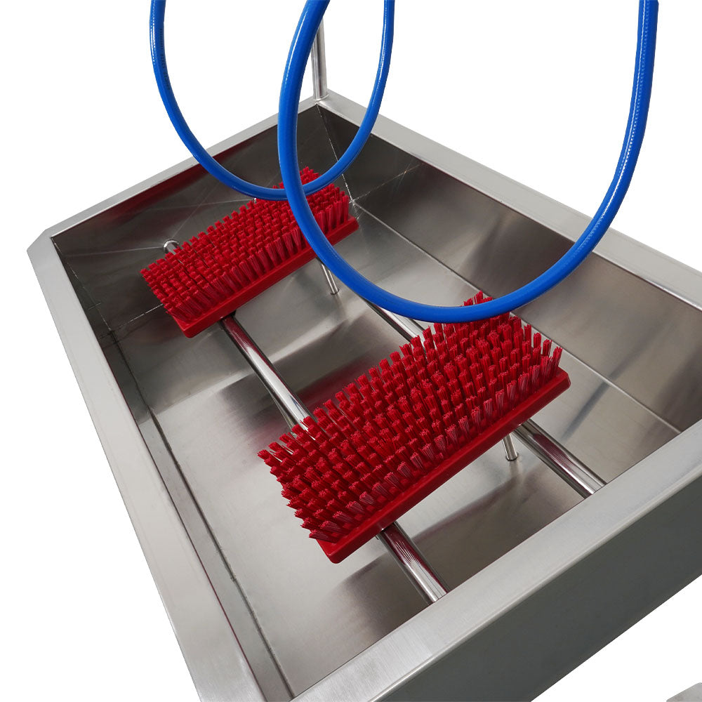 Manual boot washers with hand held brush