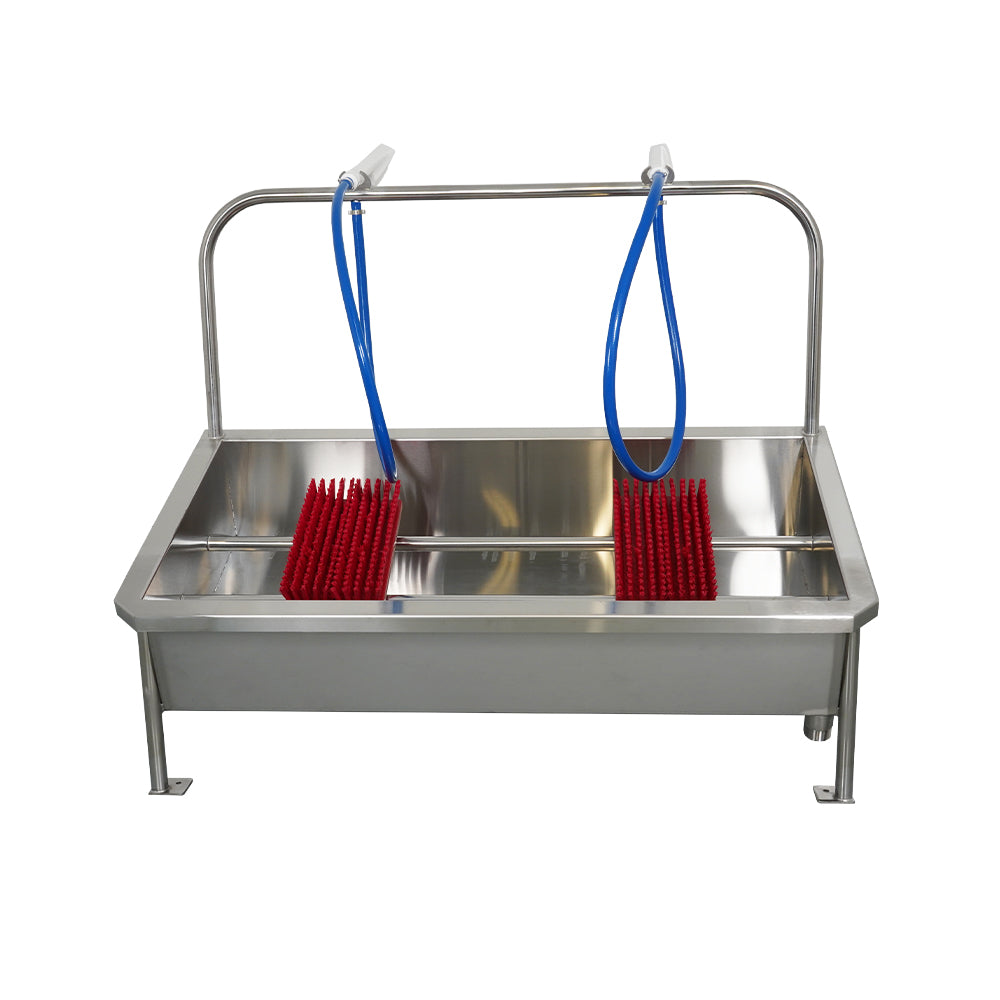 Manual boot washers with hand held brush