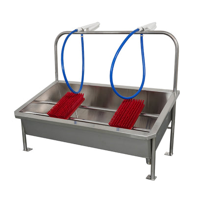 Manual boot washers with hand held brush