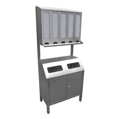 Freestanding five station PPE dispenser