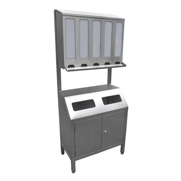 Freestanding five station PPE dispenser