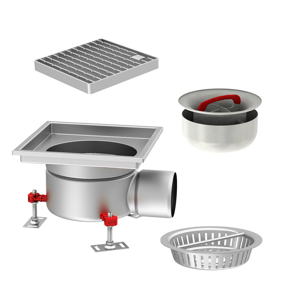 Stainless steel fixed height gully kit standard edge | Teknomek