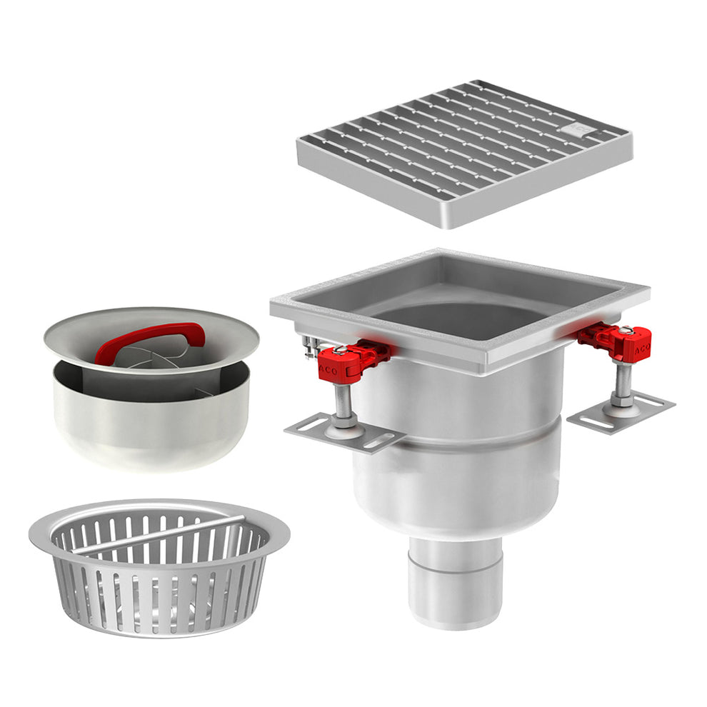 Stainless steel fixed height gully kit standard edge | Teknomek