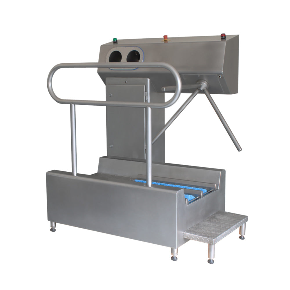 Hygiene station with sole washer and hand sanitisation with TFT touch panel