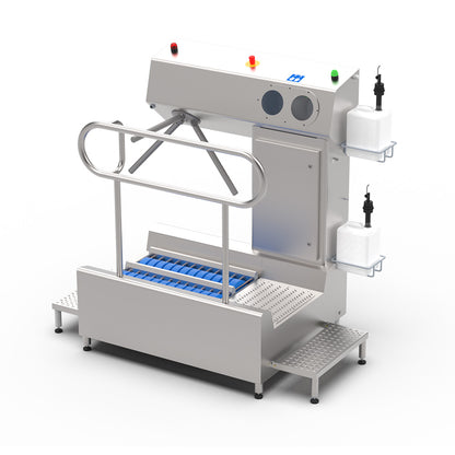 Hygiene station with sole washer and hand sanitisation with TFT touch panel