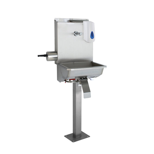 Steriliser with wash trough and soap dispenser