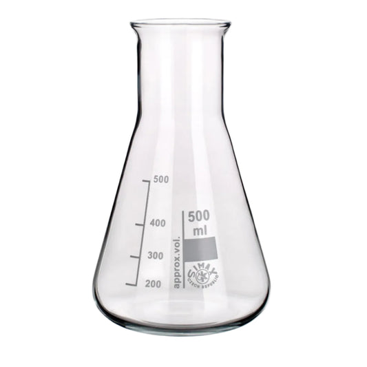 Wide Neck Borosilicate Glass Conical (Erlenmeyer) Flasks, Pack of Ten