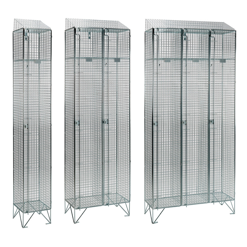 Mild steel wire mesh lockers with sloping top