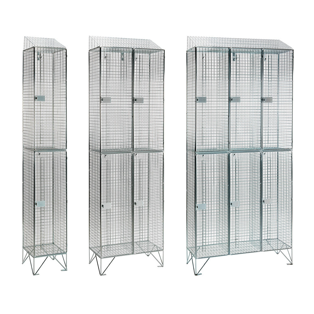 Mild steel wire mesh lockers with sloping top